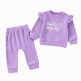thumbnail image 1 of KPOPLK Baby Girls Ribbed 2 Piece Outfit MAMA'S MINI 3M 6M 9M 12M 18M 24M 2T 3T 4T Sweatshirt and Pants Set Clothing,Size 3-6 Months, 1 of 7
