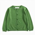 thumbnail image 1 of KPOPLK Baby Girls Sweater Fall Winter Flower Embroidered Crewneck Long Sleeve Caedigan Kids Cotton Cardigan Top Green Size 5-6 Years, 1 of 5