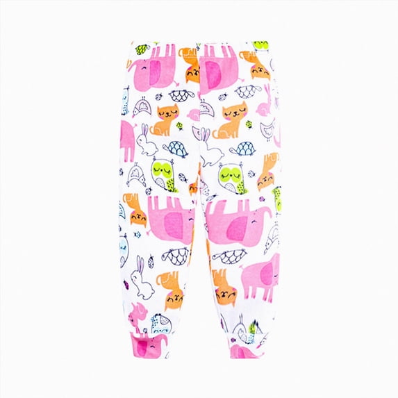 KPOPLK Baby Girls Sweatpants Straight Leg Elastic Waist Sweatpants for Toddler Girls Cute Print Trackpants 5-14Y Pink Size 3-6 Months