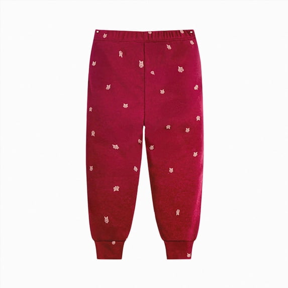 KPOPLK Baby Girls Sweatpants Straight Leg Elastic Waist Sweatpants for Toddler Girls Cute Print Trackpants 5-14Y Red Size 0-3 Months
