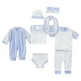 thumbnail image 1 of KPOPLK Baby Layette Gift Set - Footie and Cap, Onesie, 8-Piece Pants, Swaddling Blanket, Baby Shower Gifts(0-3 Months,R40-Blue), 1 of 7