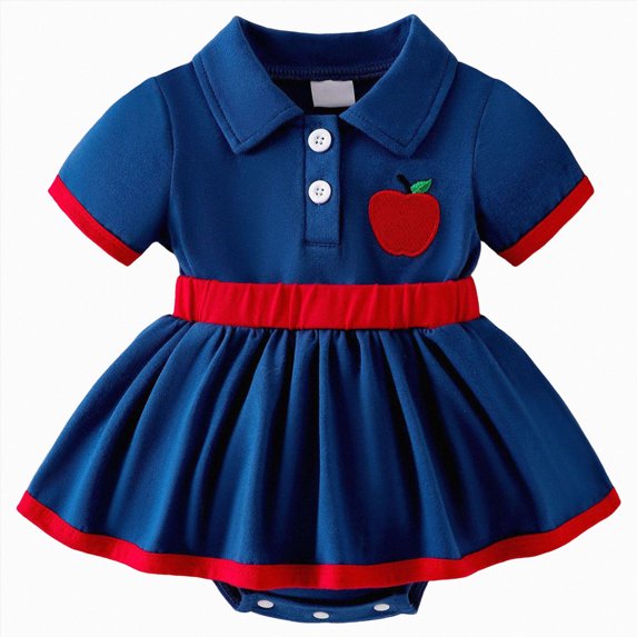 KPOPLK Baby Onesie Infant Girl Summer Clothes Short Sleeve Cute Print Bodysuit Newborn Girls One-Piece Clothes 3 6 9 12 18 Months Blue Size 0-3 Months