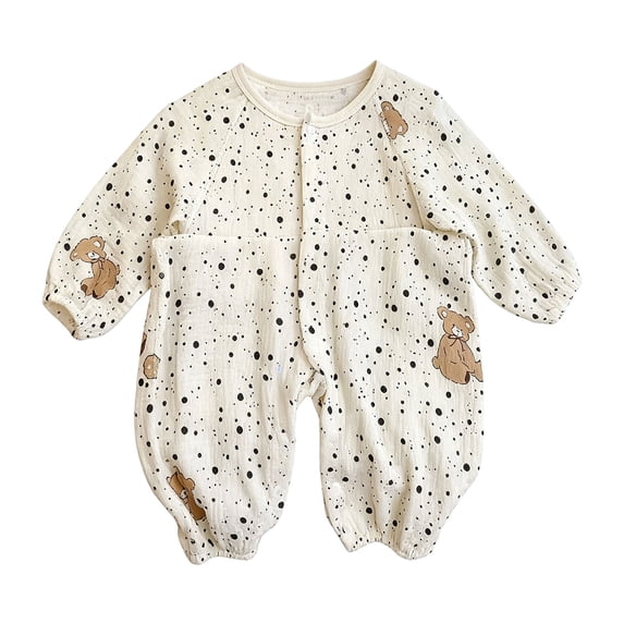 KPOPLK Baby Organic Cotton Pajamas Infant Girls Button Down Preemie Newborn One Piece Outfit Long Sleeve Footed Sleepwear Size 12-18Months,Light Pink