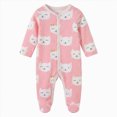 thumbnail image 1 of KPOPLK Baby Pajama with Mitten Cuffs Button Down Clothing Infant Cotton Clothes Sleeper Pjs, Footed Sleep Play Size 0-3 Months, 1 of 6
