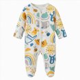 thumbnail image 1 of KPOPLK Baby Pajama with Mitten Cuffs Button Down Clothing Infant Cotton Clothes Sleeper Pjs, Footed Sleep Play Size 0-3 Months, 1 of 6