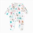 thumbnail image 1 of KPOPLK Baby Pajamas with Mitten Cuffs Tie Front 3 6 9 12 18 Months Infant Newborn Cotton Long Sleeve Footie Pjs Outfit Size 1-3 Months, 1 of 4