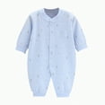 thumbnail image 1 of KPOPLK Baby Romper Organic Cotton Pajamas One Piece Long Sleeve Zipper Footie Onesie for 0~12M Baby(Blue,3-6 Months), 1 of 3