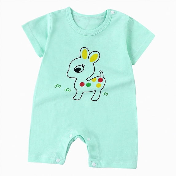 KPOPLK Baby Romper with Pattern Clothes Short Sleeve Cotton Jumpsuit Soft Bodysuit Onesie Unisex for 0-24M Size 18-24 Months,Mint Green