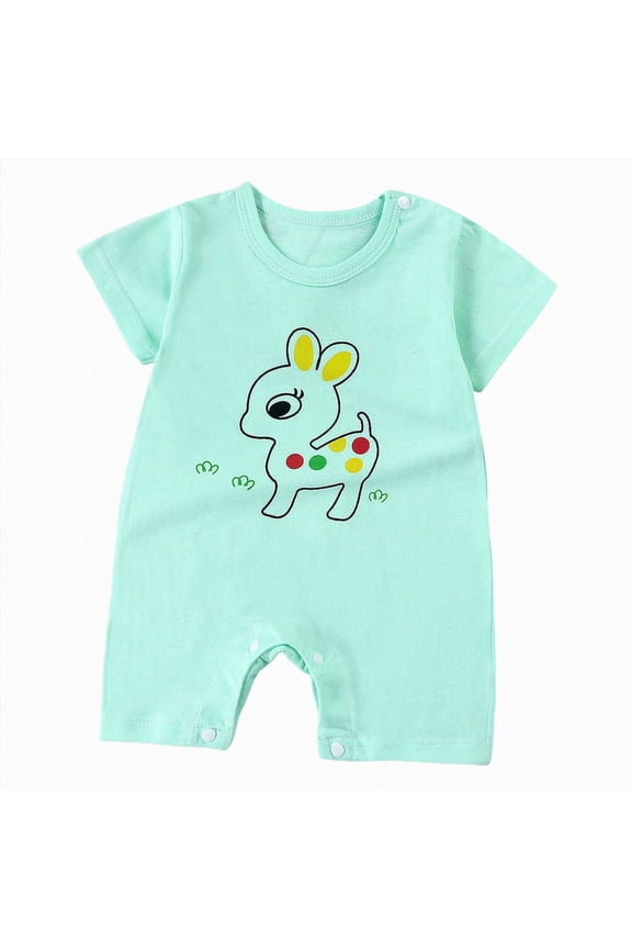 Baby Romper with Pattern Clothes Short Sleeve Cotton Jumpsuit Soft Bodysuit Onesie Unisex for 0-24M Size 18-24 Months,Mint Green