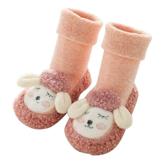 KPOPLK Baby Sock Shoes Baby Non-Slip Warm Walking Shoes Infant Non-Skid Slippers with Grips Boys Girls Cartoon Sneakers(6-12 Months,F13-Pink)