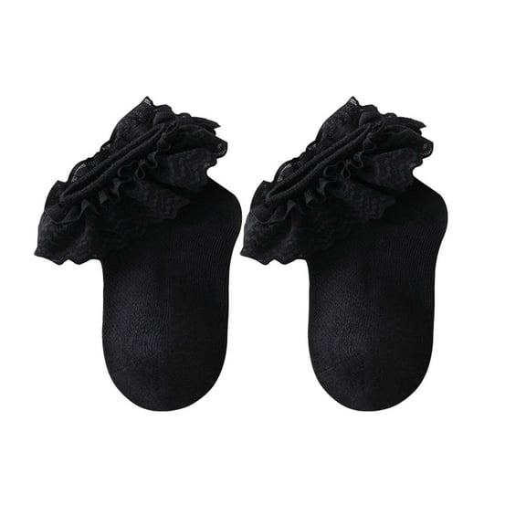 KPOPLK Baby Socks Crew Made with Soft Organic Cotton with Non-Slip Grips for Babies(1-3 Years,F17-Black)