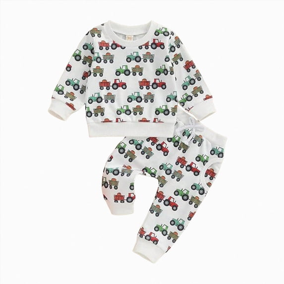 KPOPLK Baby Toddler Boy Clothes Fall Winter Outfit Long Sleeve Sweatshirts Pants Set 3 6 9 12 18 Months,Size 12-18 Months