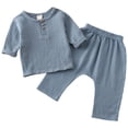 thumbnail image 1 of KPOPLK Baby Toddler Boy Outfits 2T 3T 4T 5T Clothes Fall Winter Kids Pattern Short Sleeve T-Shirt Tee& Shorts Set Size 6-12 Months,Blue, 1 of 6