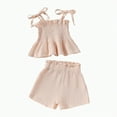 thumbnail image 1 of KPOPLK Baby Toddler Girls Clothes Solid Color Sleeveless Camisole Linen Pants Set Baby Summer Outfits baby clothing girl clearance(4-5 Years,Beige), 1 of 6