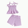 thumbnail image 1 of KPOPLK Baby Toddler Girls Clothes Solid Color Sleeveless Camisole Linen Pants Set Baby Summer Outfits toddler 4 girl summer clothes(6-9 Months,Purple), 1 of 5