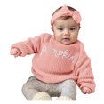 thumbnail image 1 of KPOPLK Baby Toddler Kids Girl Sweaters Long Sleeve Letter Embroidery Knit Pullover Toddler Tops 6 9 12 18 24 Months 2T 3T 4T,Size 3-4 Years, 1 of 6
