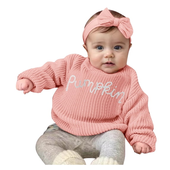 KPOPLK Baby Toddler Kids Girl Sweaters Long Sleeve Letter Embroidery Knit Pullover Toddler Tops 6 9 12 18 24 Months 2T 3T 4T,Size 3-4 Years
