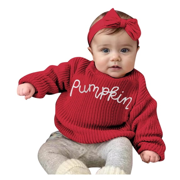 KPOPLK Baby Toddler Kids Girl Sweaters Long Sleeve Letter Embroidery Knit Pullover Toddler Tops 6 9 12 18 24 Months 2T 3T 4T,Size 4-5 Years