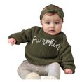 thumbnail image 1 of KPOPLK Baby Toddler Kids Girl Sweaters Long Sleeve Letter Embroidery Knit Pullover Toddler Tops 6 9 12 18 24 Months 2T 3T 4T,Size 6-9 Months, 1 of 6