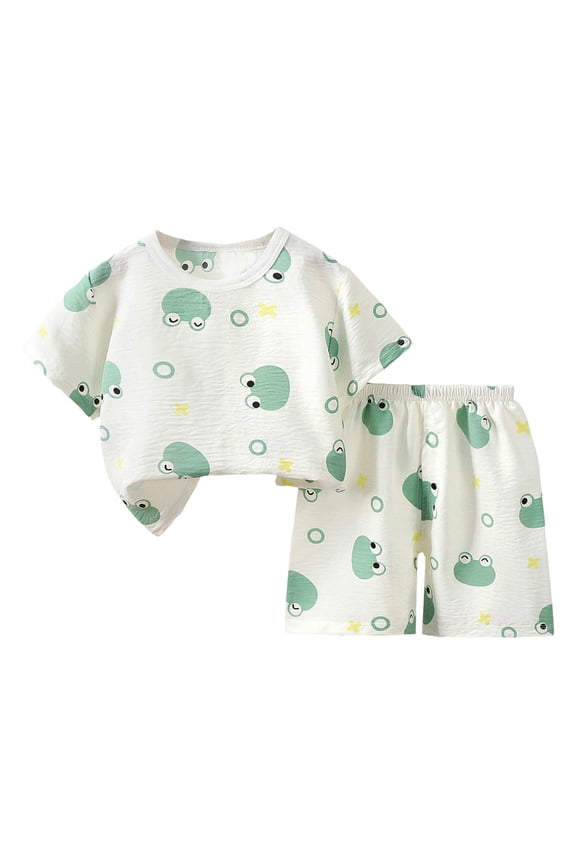 Baby & Toddler Pajamas with Organic Cotton, Snug Fit PJs for Girls Kids, Soft & Stretchy Short Summer Sleepwear Size 4-5 Years,Light Green