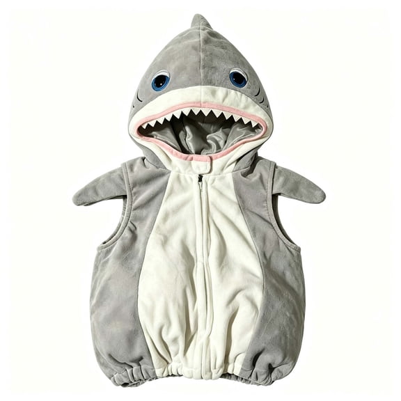KPOPLK Baby Unisex Halloween Costume Hooded Romper – Toddlers Kids Shark Jumpsuit for Fall Winter Kids Daily Playwear(Grey,1-2 Years)