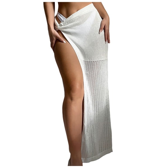 KPOPLK Beach Sarong Cover Up Wraps for Women Swimsuit Coverups Tassels Bikini Short Skirts for Swimwear(White,L)
