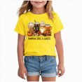 thumbnail image 1 of KPOPLK Big Girls Halloween T-Shirt Fall Cute Cartoon Ghost Short Sleeve Shirt Kids Girl Crewneck Top Size 3-4 Years,Yellow, 1 of 4