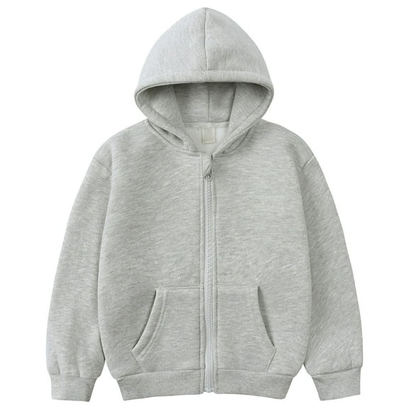 KPOPLK Big Girls Zip Up Hoodie Kids Full Zipper Hooded Fashion Sweatshirt(Light Gray,7-8 Years)