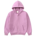 thumbnail image 1 of KPOPLK Big Girls Zip Up Hoodie Kids Full Zipper Hooded Fashion Sweatshirt(Purple&5,9-10 Years), 1 of 9