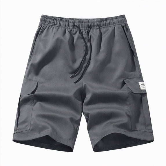 KPOPLK Big and Tall Shorts for Men Cotton Linen Shorts Men's Elastic Waist Drawstring Casual Shorts Summer Size S,Dark Gray