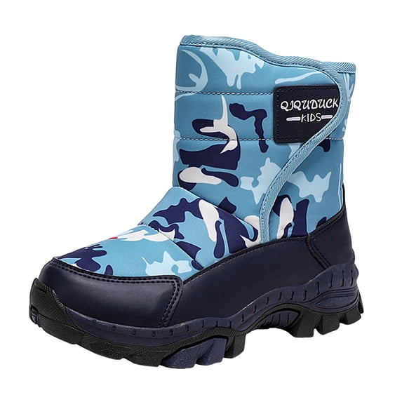 KPOPLK Boots Gift for Girls Boys Girls Snow Boots Winter Waterproof Slip Resistant Cold Weather Shoes for 4-14Years (Little Kid/Big Kid)(4,F20-Sky Blue)