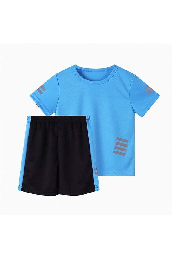 Boy 2 Piece Summer Outfits Dinosaur Print Short Sleeve Tee Casual Shorts Boys' Clothing Sets Size 9-10 Years,Blue