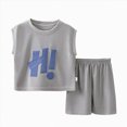 thumbnail image 1 of KPOPLK Boy Clothes Toddler Baby Boys Summer Outfits Sleeveless Solid color T-Shirt Shorts Set(5-6 Years,Grey), 1 of 4