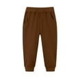 thumbnail image 1 of KPOPLK Boy's Cotton Crinched Hem Jogger Sweatpant Pants with Zipper Pockets and Funtional Drawstring(2-3 Years,F28-Brown), 1 of 4