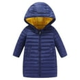 thumbnail image 1 of KPOPLK Boy's Sherpa Long Winter Coat Thicken Water Repellent Puffer Jacket With Hood(5-6 Years,Dark Blue), 1 of 7