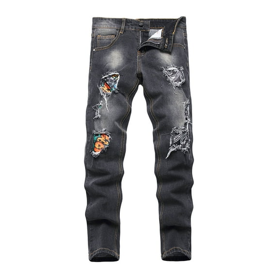 KPOPLK Boy's Skinny Fit Ripped Distressed Stretch Washed Fashion Kids Denim Jeans Pants(9-10 Years,H45-Grey)