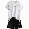 thumbnail image 1 of KPOPLK Boys 2 Piece Athletic Outfit Sets Short Sleeve Quick-dry Lightweight Elastic Waist Top and Shorts Sets Clothes Size 15-16 Years,White, 1 of 7