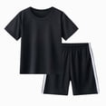 thumbnail image 1 of KPOPLK Boys Active Shorts Set - 2 Piece Dry Fit T-Shirt and Performance Gym Shorts - Activewear Clothing Set for Boys Size 6-7 Years,Blck, 1 of 4