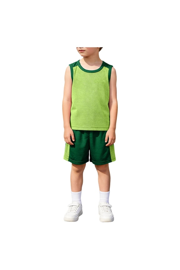 Boys Athletic Outfit Sets for 2t 3t 4t 5t 6t 7t 8t 9t 10t 11t 12t 13t 14t Summer Casual Quick Drying Sleeveless Sport Clothing Set Size 11-12 Years,Green