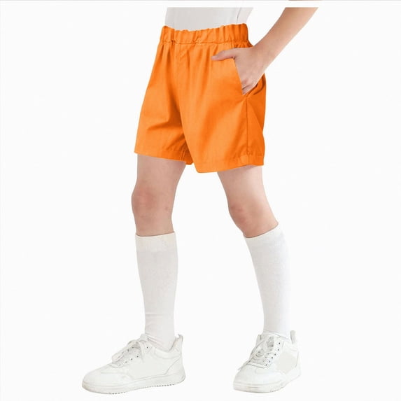 KPOPLK Boys Athletic Shorts Basketball Soccer Quick Dry Teen Kids Sport Shorts Elastic Waist CLothes with Pockets Size 10-11 Years,Orange