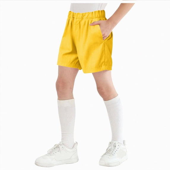 KPOPLK Boys Athletic Shorts Basketball Soccer Quick Dry Teen Kids Sport Shorts Elastic Waist CLothes with Pockets Size 3-4 Years,Yellow