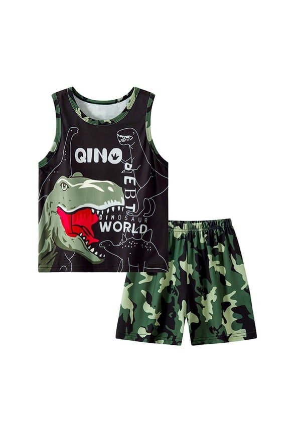 Boys Athletic Shorts Set Kids 2 Piece Performance Gym Tank Top Summer Outfits Basketball Football Sets Size 5-6 Years,Green