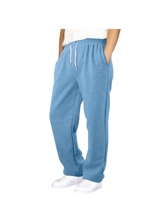 Boys Baggy Pants Teen Youth Casual Sweatpants Open Bottom Clothes Kids Athletic Drawstring Joggers with Pockets Size 15-16 Years,Sky Blue