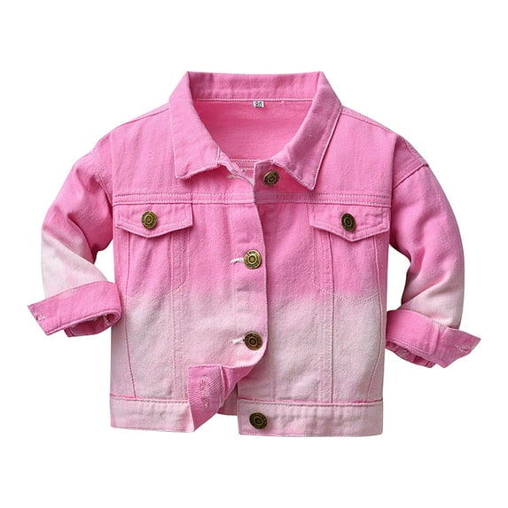 KPOPLK Boys Basic Coats Denim Jacket Button Down Jeans Jacket Top Jeans Casual Outerwear(7-8 Years,Pink)