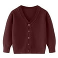 thumbnail image 1 of KPOPLK Boys Cardigan Sweater Button Up V Neck Knit Outerwear Long Sleeve Coat Embroidered Casual Jacket(7-8 Years,R61-Wine), 1 of 4