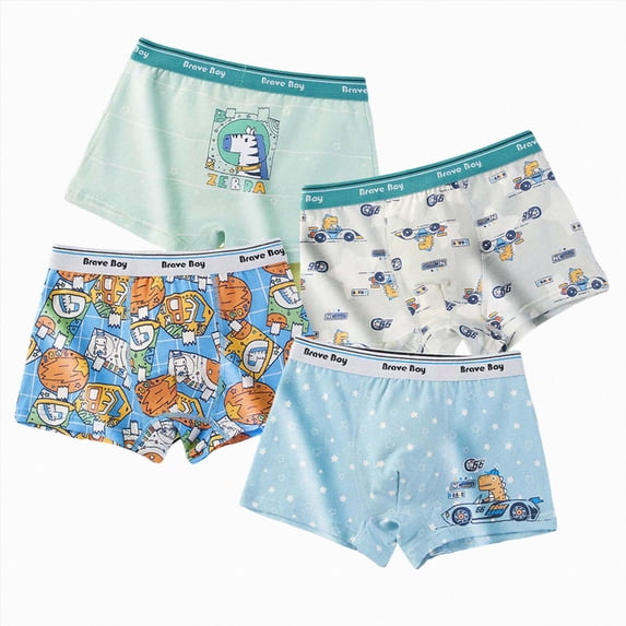 KPOPLK Boys Cartoon Pint Boxer Briefs Toddler Boy Underwear Boxers Shorts Panties 4 Pack Blue Size 12-16 Years
