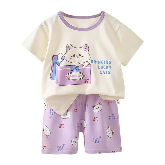 KPOPLK Boys' Clothing Sets for Summer Adventures, a Traditional Plaid Print Short Sleeve Tops and Shorts Casual Tracksuits toys 4t clearance clothes(3-4 Years,Purple)