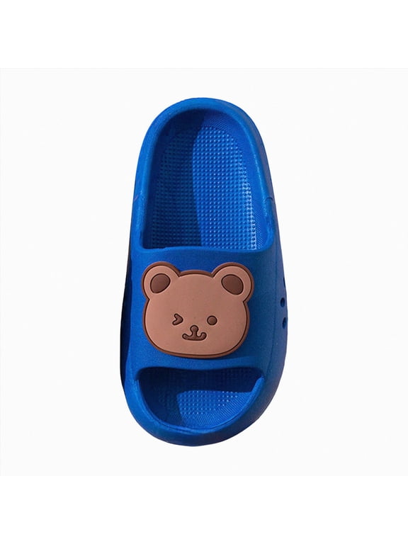 Boys Cloud Wide Slides for Kids – Non-Slip Summer Slippers Lightweight Beach, Pool, and Indoor Shower Sandals Size 8.5,Blue