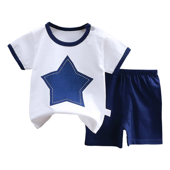 KPOPLK Boys Comfortable Short Sleeved Two Pieces Set with Cute Cartoon Print,Sizes 3-6 Months