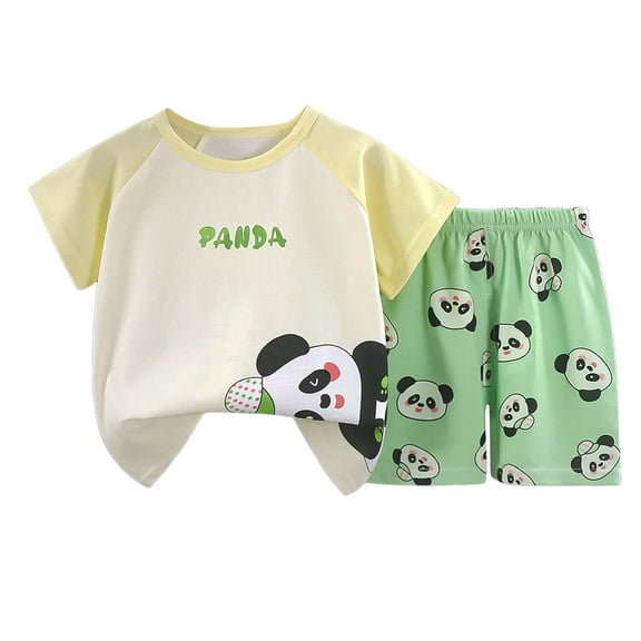 KPOPLK Boys Comfortable Short Sleeved Twopiece Set with Cute Cartoon Print toddler boys 2pcs outfits(5-6 Years,Yellow)